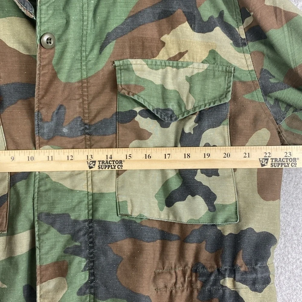 Vintage US Army anorak BDU jacket woodland print metal zipper medium regular
